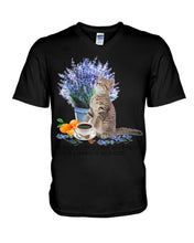 Load image into Gallery viewer, Cat With Coffee Is The Satisfaction Gift For Cat Lovers Guys V-Neck