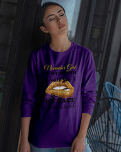 Load image into Gallery viewer, Birthday Gift For November Girl If My Mouth Doesn't Say It My Face Definitely Unisex Long Sleeve