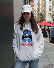 Load image into Gallery viewer, Firefighter Make You Life Safe Lady With Blue Ribbonhead Gift For Women Hoodie
