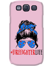 Load image into Gallery viewer, Firefighter Make You Life Safe Lady With Blue Ribbonhead Gift For Women Phone case