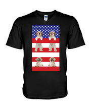 Load image into Gallery viewer, America USA FLag In My Heart Shih Tzu Gift For Dog Lovers Guys V-Neck
