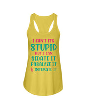 Load image into Gallery viewer, I Can't Fix Stupid But I An Sadate It Gift For Girls Ladies Flowy Tank