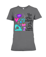 Load image into Gallery viewer, She Works Willingly With Her Hands Proverbs 31 13 Gift For Sewing Lovers Ladies Tee