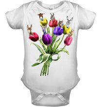 Load image into Gallery viewer, Vintage Funny Donkey With Tulip Trending For Donkey Lovers Baby Onesie