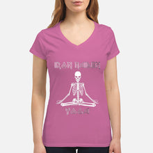 Load image into Gallery viewer, Yoga Iron Skeleton Dark Blue Background Gift For Men Ladies V-Neck