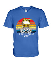 Load image into Gallery viewer, I Do What I Want Skull Sunflower Special Custom Design Guys V-Neck