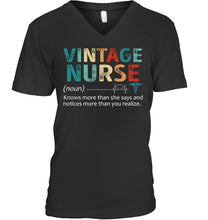Load image into Gallery viewer, Vintage Nurse Knows More Than She Says And Notices More Than You Realize Guys V-Neck