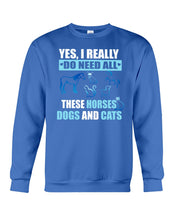 Load image into Gallery viewer, I Do Need All These Horses Dogs And Cats Sweatshirt
