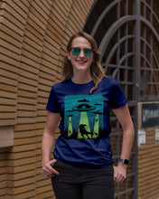 Load image into Gallery viewer, UFA Dinosaur T Rex Sky Full Of Stars Ladies Tee