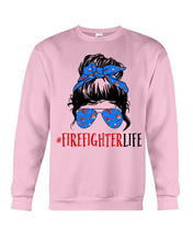 Load image into Gallery viewer, Firefighter Make You Life Safe Lady With Blue Ribbonhead Gift For Women Sweatshirt