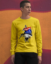 Load image into Gallery viewer, Eagle Giant Scratch USA Flag Gift For Women Unisex Long Sleeve