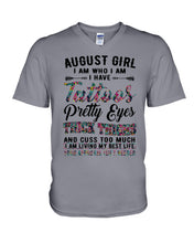 Load image into Gallery viewer, August Girl Has Tattoos Pretty Eyes Thick Thighs For Birthday Gift Guys V-Neck