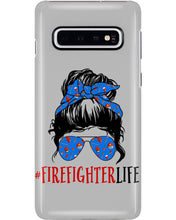 Load image into Gallery viewer, Firefighter Make You Life Safe Lady With Blue Ribbonhead Gift For Women Phone case