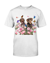 Load image into Gallery viewer, German Wirehaired Pointer With Peonies Gift For Dog Lovers Guys Tee