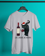Load image into Gallery viewer, Cat Drink And Be Merry Meaningful Gift For Women Guys V-Neck