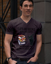 Load image into Gallery viewer, Cats And Books Make Me Happy - Cats And Books Lovers Gifts Guys V-Neck