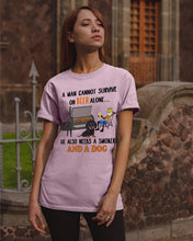Load image into Gallery viewer, A Man Loves Beer And Dachshund Gift For Dog Lovers Guys Tee