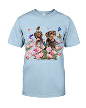 Load image into Gallery viewer, German Wirehaired Pointer With Peonies Gift For Dog Lovers Guys Tee