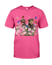 Load image into Gallery viewer, German Wirehaired Pointer With Peonies Gift For Dog Lovers Guys Tee