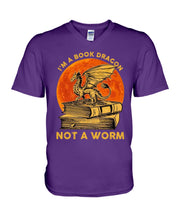 Load image into Gallery viewer, I'm A Book Dragon Not A Worm Gift For Dragon Lovers Guys V-Neck