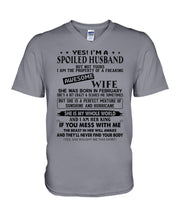 Load image into Gallery viewer, I'm A Spolied Husband But Not Yours - Awesome Wife Was Born In February Guys V-Neck