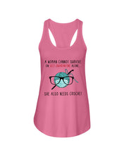 Load image into Gallery viewer, A Woman Can't Survive On Self-quarantine Alone ALso Needs Her Crochet Ladies Flowy Tank