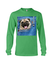Load image into Gallery viewer, baby Pug In Denim Pocket Gift For Dog Lovers Unisex Long Sleeve