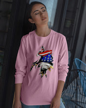 Load image into Gallery viewer, Eagle Giant Scratch USA Flag Gift For Women Unisex Long Sleeve