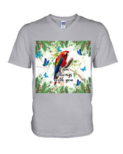 Load image into Gallery viewer, Scarlet Macaw With Butterflies I Am Always With You Gift For Lover Guys V-Neck