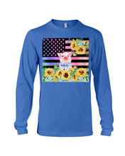 Load image into Gallery viewer, Pig America Flag Sunflower Special Custom Design Unisex Long Sleeve