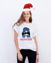 Load image into Gallery viewer, Firefighter Make You Life Safe Lady With Blue Ribbonhead Gift For Women Guys Tee