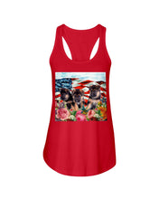 Load image into Gallery viewer, American Flag Sky Flower German Shepherd Gift For Dog Lovers Ladies Flowy Tank