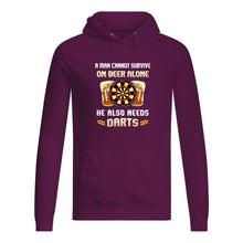 Load image into Gallery viewer, A Man Cannot Survive On Beer Alone He Also Needs Darts Trending Hoodie
