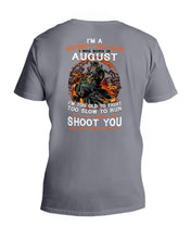 Load image into Gallery viewer, August Grumpy Old Man Will Just Shoot You For Birthday Gift Guys V-Neck