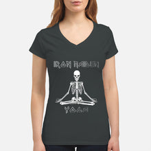 Load image into Gallery viewer, Yoga Iron Skeleton Dark Blue Background Gift For Men Ladies V-Neck