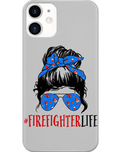 Load image into Gallery viewer, Firefighter Make You Life Safe Lady With Blue Ribbonhead Gift For Women Phone case