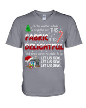 Load image into Gallery viewer, Weather Outside Frightful Sewing Let Us Sew Guys V-Neck