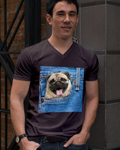Load image into Gallery viewer, baby Pug In Denim Pocket Gift For Dog Lovers Guys V-Neck