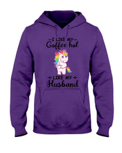Load image into Gallery viewer, I Like My Coffee Hot Like My Husband Unicorn Gift For Men Hoodie