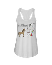 Load image into Gallery viewer, Funny Difference Between Me And Other Psychotherapists Unicorn And Horse Ladies Flowy Tank