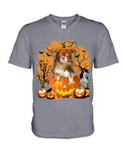 Load image into Gallery viewer, Chihuahua Book Pumpkin Halloween Gift For Dog Lovers Guys V-Neck