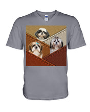 Load image into Gallery viewer, Three Cute Shih Tzu In Bag Gift For Dog Lovers Guys V-Neck