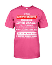 Load image into Gallery viewer, Je Suis Un Homme Chanceux J'ai Line Femme Custom Design Je Suis Son Roi Guys Tee