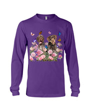 Load image into Gallery viewer, German Wirehaired Pointer With Peonies Gift For Dog Lovers Unisex Long Sleeve