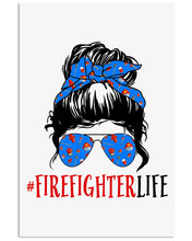 Load image into Gallery viewer, Firefighter Make You Life Safe Lady With Blue Ribbonhead Gift For Women Vertical Poster