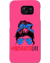 Load image into Gallery viewer, Firefighter Make You Life Safe Lady With Blue Ribbonhead Gift For Women Phone case