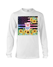 Load image into Gallery viewer, Pig America Flag Sunflower Special Custom Design Unisex Long Sleeve