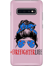Load image into Gallery viewer, Firefighter Make You Life Safe Lady With Blue Ribbonhead Gift For Women Phone case