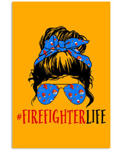 Load image into Gallery viewer, Firefighter Make You Life Safe Lady With Blue Ribbonhead Gift For Women Vertical Poster