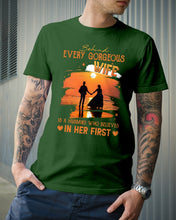 Load image into Gallery viewer, Behind Every Gorgeous Wife Is A Husband Who Believes In Her First Trending Guys Tee